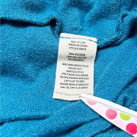 Soft Surroundings Soft Teal Athleisure Tunic Top Size Large - Picture 4 of 7